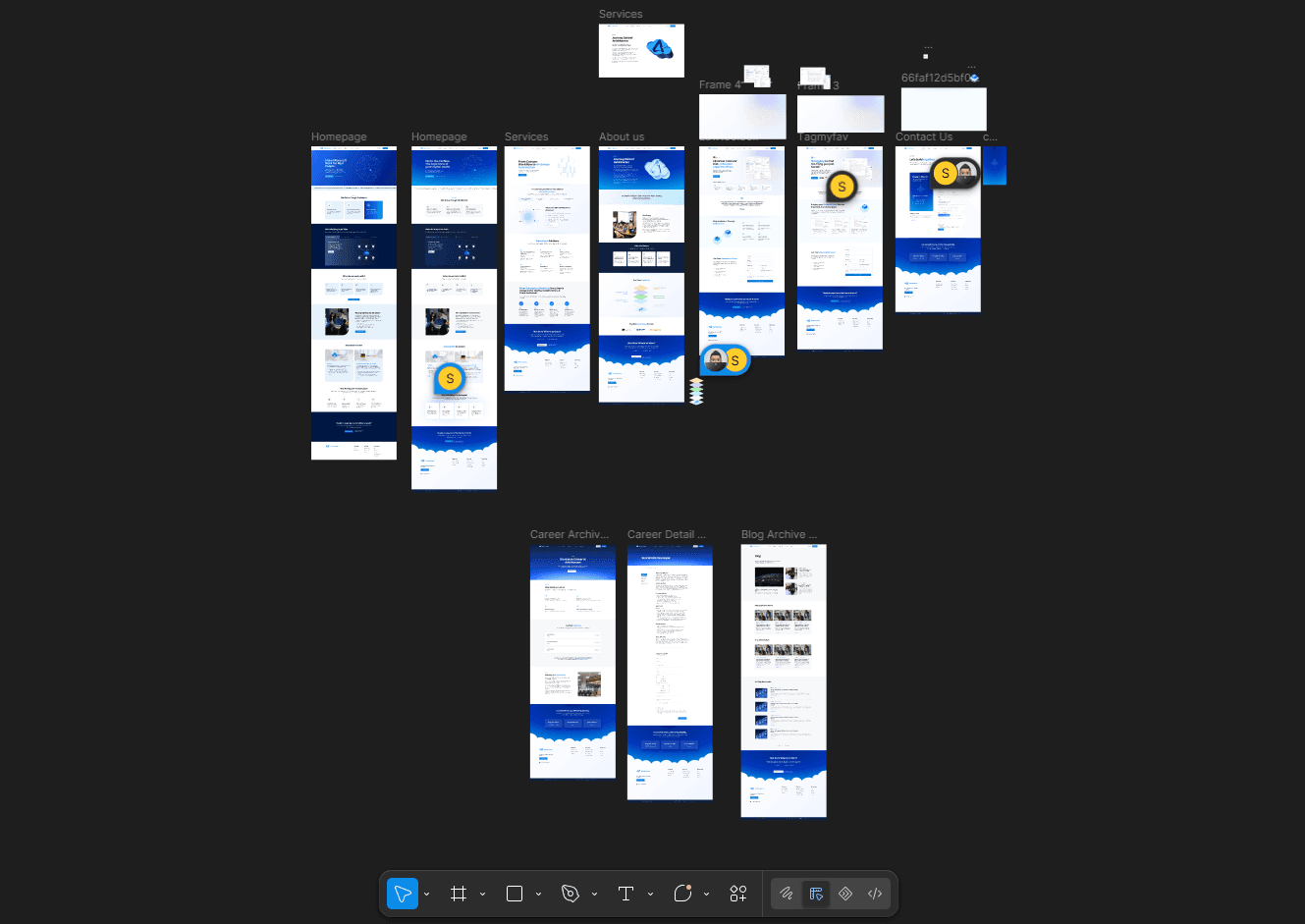Figma overview of all the website’s pages
