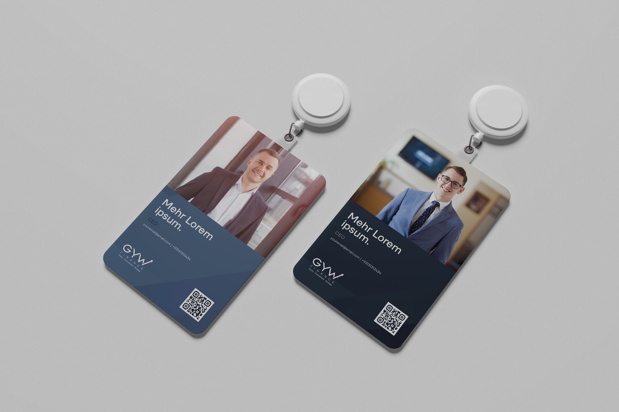 Staff ID cards with the GYW branding