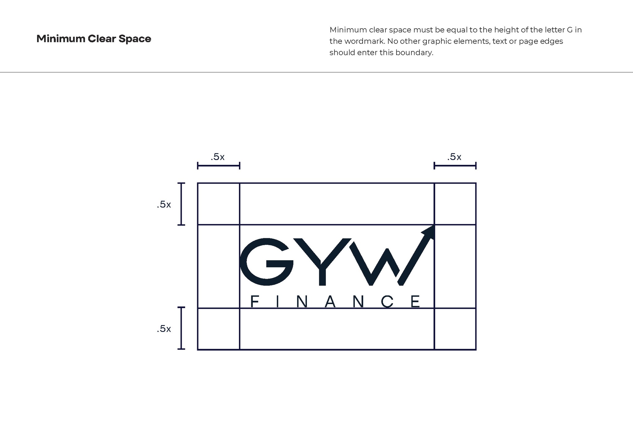 The GYW Finance logo with its minimum clear space marked
