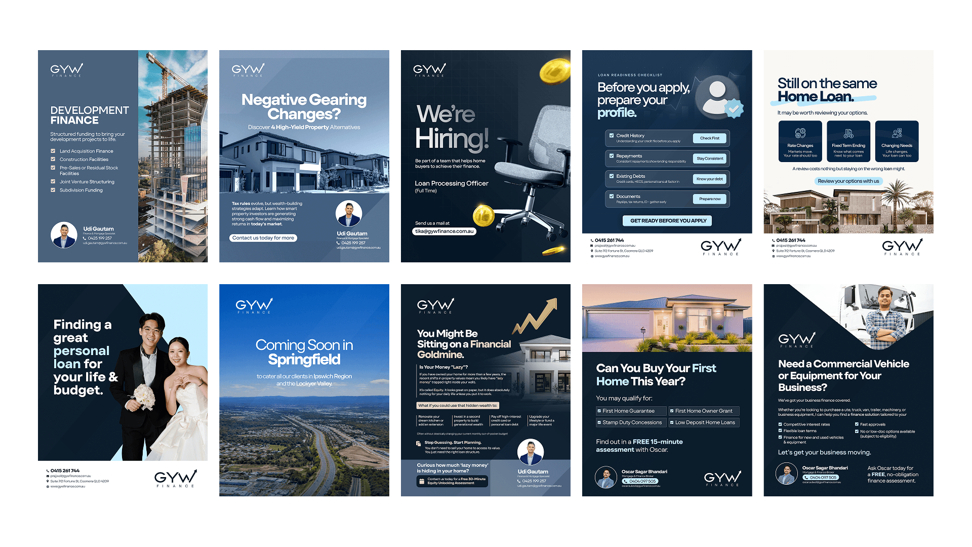 A set of GYW Finance social media posts