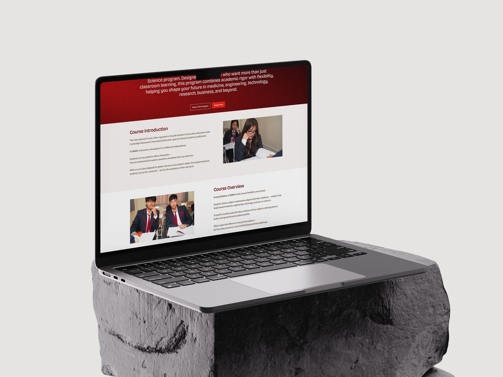 A NAMI course page shown on a laptop