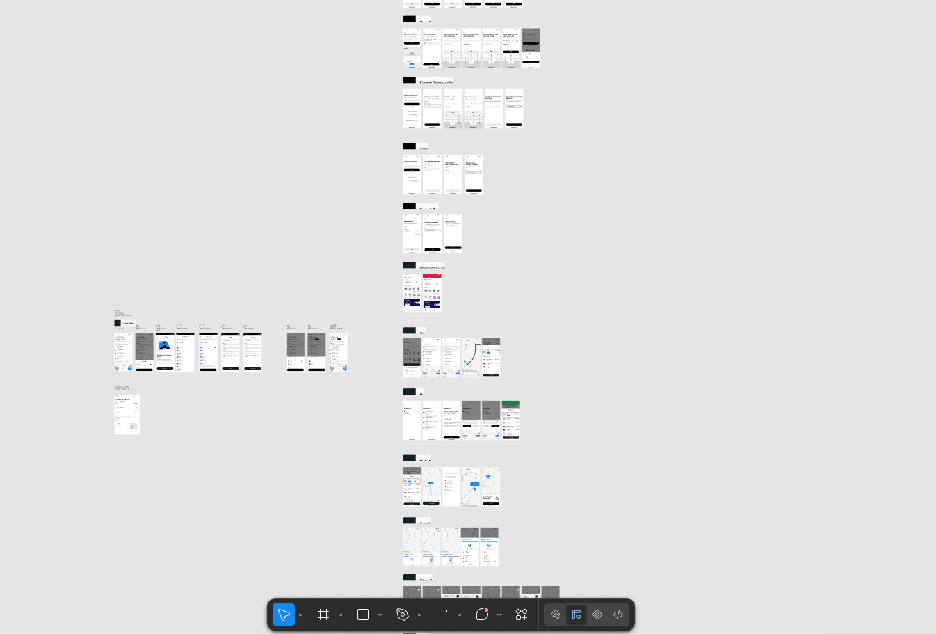 Figma overview of the app’s user flows