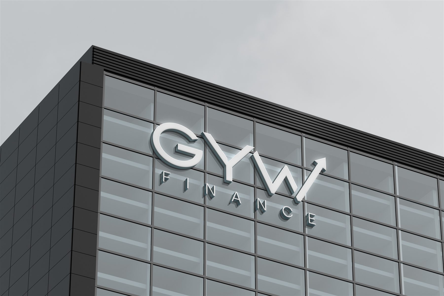 GYW Finance brand identity applied across stationery and digital